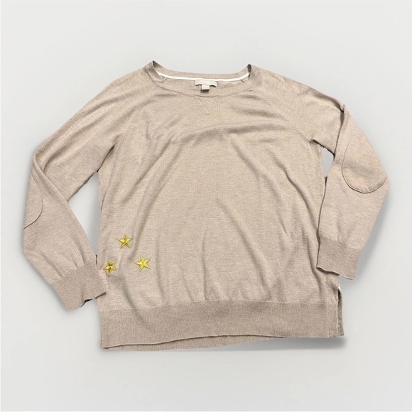 Banana Republic Sweater Womens Wool Crew Neck Gold Stars Nautical Minimalist XL - Picture 2 of 11